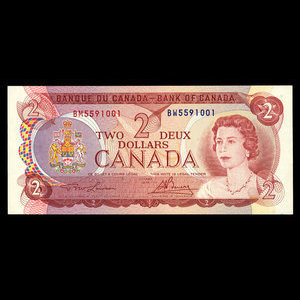 Canada, Bank of Canada, 2 dollars : 1974