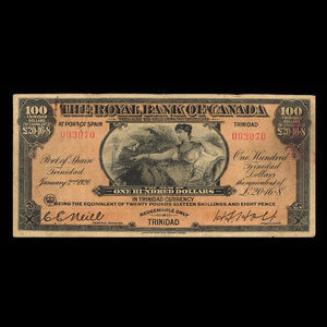 Trinidad, Royal Bank of Canada, 100 dollars : January 2, 1920