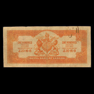 Trinidad, Royal Bank of Canada, 100 dollars : January 2, 1920