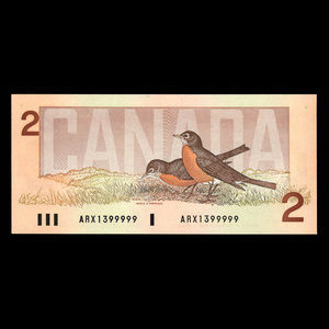 Canada, Bank of Canada, 2 dollars : 1986