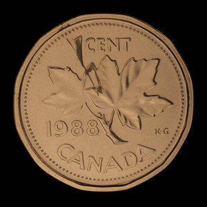 Canada, Elizabeth II, 1 cent : 1988