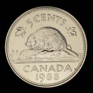 Canada, Elizabeth II, 5 cents : 1988