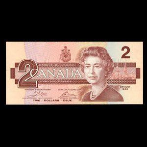 Canada, Bank of Canada, 2 dollars : 1986