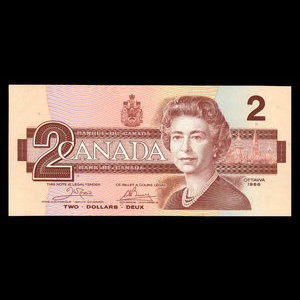 Canada, Bank of Canada, 2 dollars : 1986