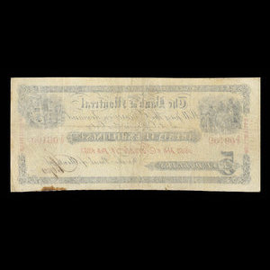 Canada, Bank of Montreal, 5 dollars : February 1, 1853