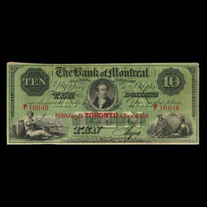 Canada, Bank of Montreal, 10 dollars : January 3, 1859