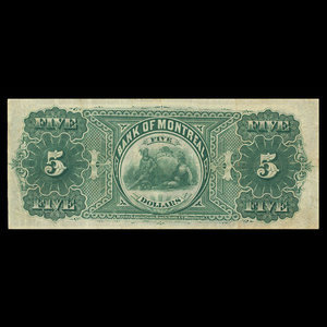 Canada, Bank of Montreal, 5 dollars : January 2, 1888