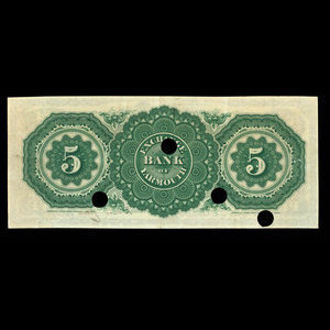 Canada, Exchange Bank of Yarmouth, 5 dollars : July 1, 1890