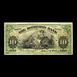 Canada, Dominion Bank, 10 dollars : January 3, 1910