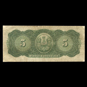 Canada, Banque d'Hochelaga, 5 piastres : February 23, 1911