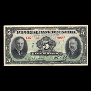 Canada, Imperial Bank of Canada, 5 dollars : January 3, 1939