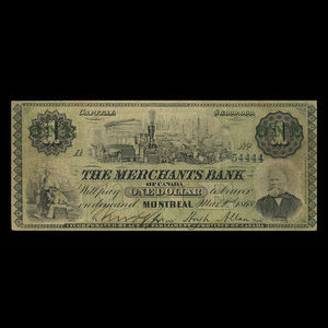 Canada, Merchants Bank of Canada (The), 1 dollar : March 2, 1868