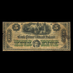 Canada, Bank of Prince Edward Island, 5 dollars : January 1, 1872