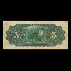 Canada, Quebec Bank, 5 dollars : June 1, 1908