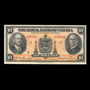 Canada, Royal Bank of Canada, 10 dollars : January 2, 1935