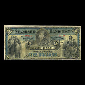 Canada, Standard Bank of Canada, 5 dollars : May 1, 1891