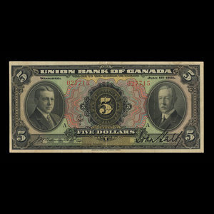 Canada, Union Bank of Canada (The), 5 dollars : July 1, 1921