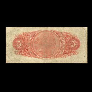 Canada, Bank of Toronto (The), 5 dollars : July 1, 1890