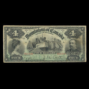 Canada, Dominion of Canada, 4 dollars : January 2, 1902