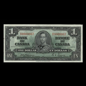 Canada, Bank of Canada, 1 dollar : January 2, 1937