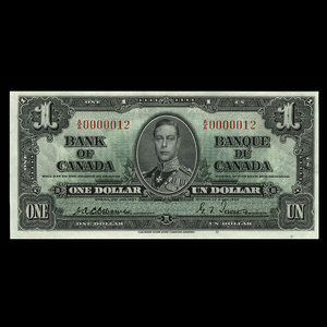 Canada, Bank of Canada, 1 dollar : January 2, 1937