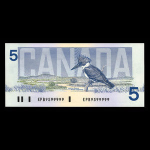 Canada, Bank of Canada, 5 dollars : 1986