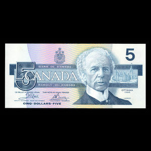 Canada, Bank of Canada, 5 dollars : 1986