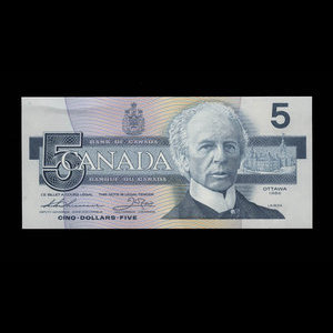 Canada, Bank of Canada, 5 dollars : 1986