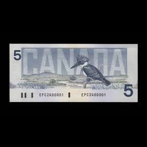 Canada, Bank of Canada, 5 dollars : 1986