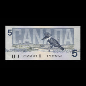 Canada, Bank of Canada, 5 dollars : 1986