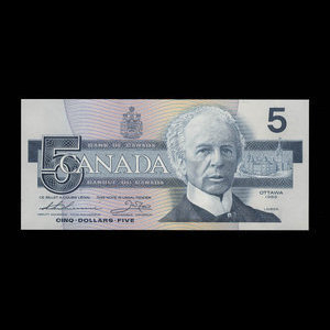 Canada, Bank of Canada, 5 dollars : 1986