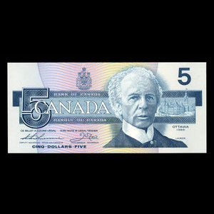 Canada, Bank of Canada, 5 dollars : 1986