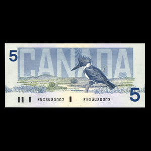 Canada, Bank of Canada, 5 dollars : 1986