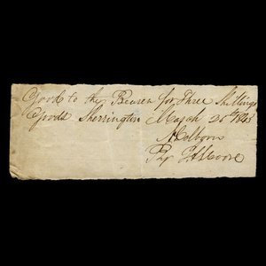 Canada, J.S. Moore, 3 shillings, goods : March 25, 1843