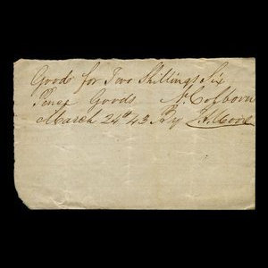 Canada, J.S. Moore, 2 shillings, 6 pence, goods : March 24, 1843