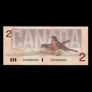 Canada, Bank of Canada, 2 dollars : 1986