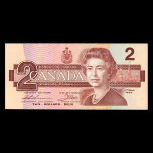 Canada, Bank of Canada, 2 dollars : 1986