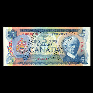 Canada, Bank of Canada, 5 dollars : 1972