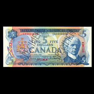 Canada, Bank of Canada, 5 dollars : 1972