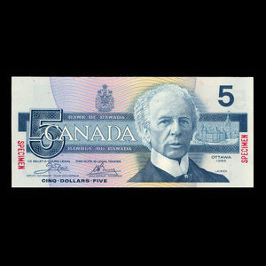 Canada, Bank of Canada, 5 dollars : 1986