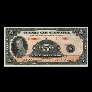 Canada, Bank of Canada, 5 dollars : 1935