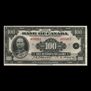 Canada, Bank of Canada, 100 dollars : 1935