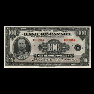 Canada, Bank of Canada, 100 dollars : 1935