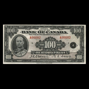 Canada, Bank of Canada, 100 dollars : 1935