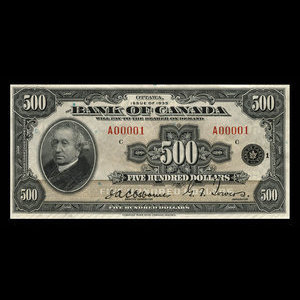 Canada, Bank of Canada, 500 dollars : 1935