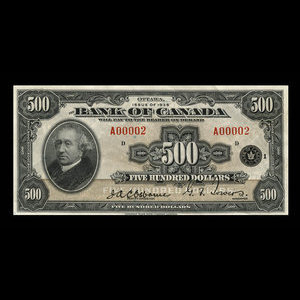 Canada, Bank of Canada, 500 dollars : 1935