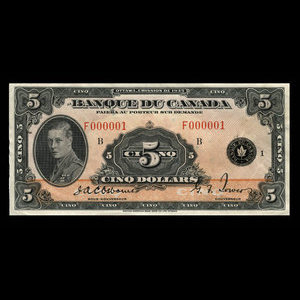 Canada, Bank of Canada, 5 dollars : 1935