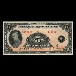 Canada, Bank of Canada, 5 dollars : 1935