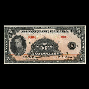 Canada, Bank of Canada, 5 dollars : 1935