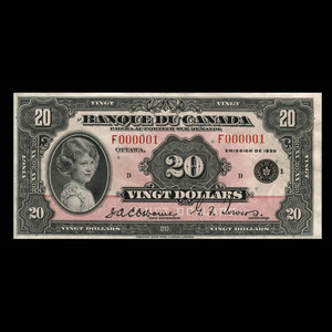 Canada, Bank of Canada, 20 dollars : 1935